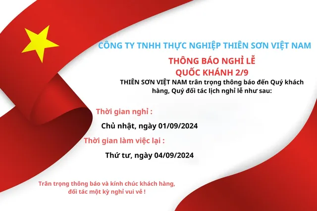 Thông báo nghỉ lễ Quốc khánh 02/09/2024